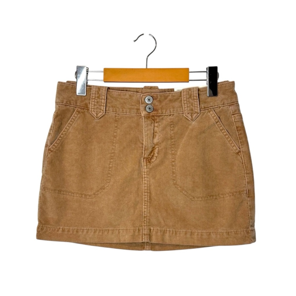 American Eagle Outfitters Casual Tan Autumn Corduroy Super Low Rise Mini Skirt
